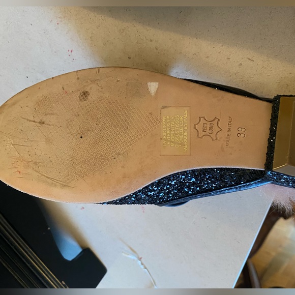 Leather and glitter fur slides - Picture 3 of 3